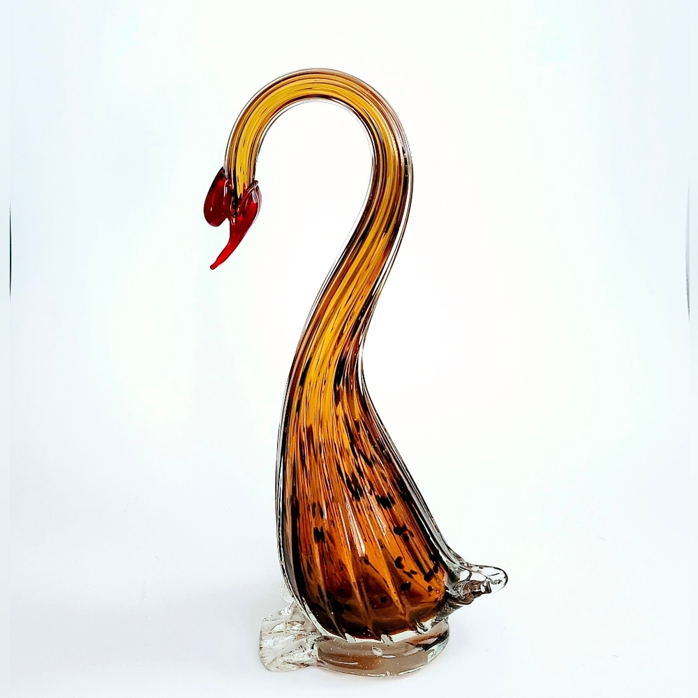 Vintage Large Murano Glass Swan Figurine, 12" Tall